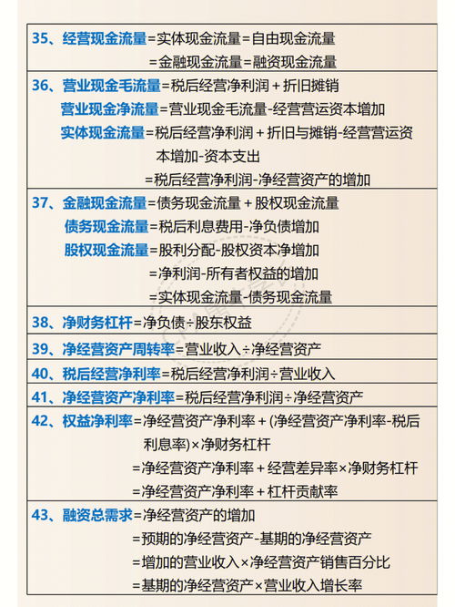 財務管理120個公式匯總